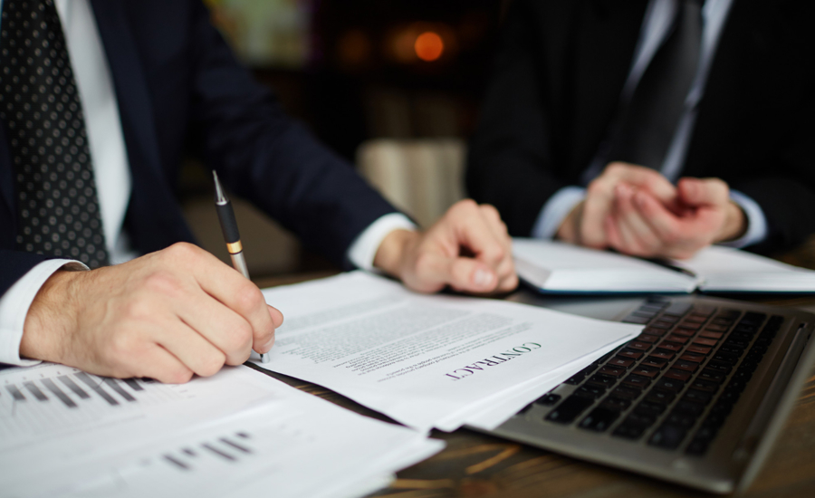 Businessman Reading Contract Closeup