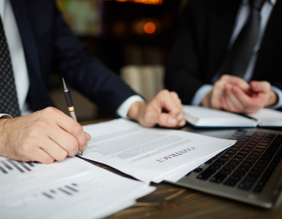 Businessman Reading Contract Closeup