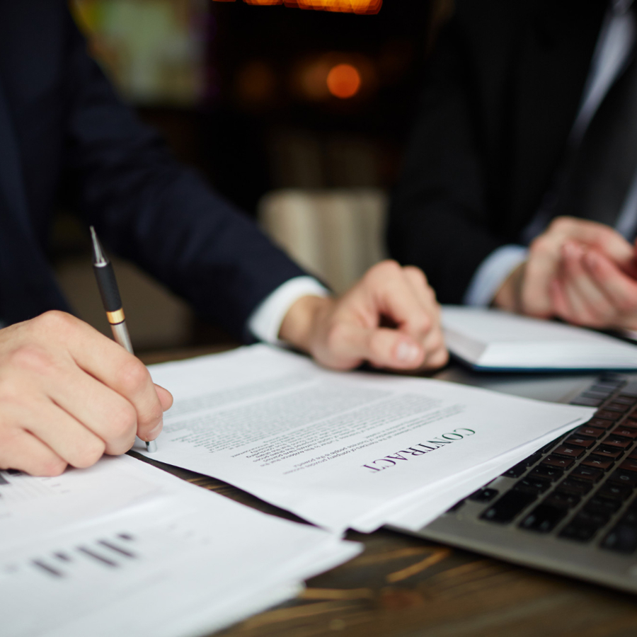 Businessman Reading Contract Closeup